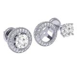 0.55 Carat (ctw) 14K White Gold Round Cut Diamond Milgrain Removable Jackets For Stud Earrings 1/2 CT