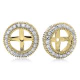 0.55 Carat (ctw) 14K Yellow Gold Round Cut Diamond Milgrain Removable Jackets For Stud Earrings 1/2 CT