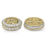 0.55 Carat (ctw) 14K Yellow Gold Round Cut Diamond Milgrain Removable Jackets For Stud Earrings 1/2 CT