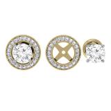0.55 Carat (ctw) 14K Yellow Gold Round Cut Diamond Milgrain Removable Jackets For Stud Earrings 1/2 CT