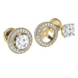 0.55 Carat (ctw) 14K Yellow Gold Round Cut Diamond Milgrain Removable Jackets For Stud Earrings 1/2 CT