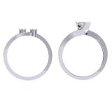 0.60 Carat (ctw) 10K White Gold Princess & Round Cut Diamond Ladies Bridal Swirl Engagement Ring With Matching Band Set