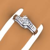 0.60 Carat (ctw) 10K White Gold Princess & Round Cut Diamond Ladies Bridal Swirl Engagement Ring With Matching Band Set