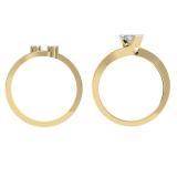 0.60 Carat (ctw) 10K Yellow Gold Princess & Round Cut Diamond Ladies Bridal Swirl Engagement Ring With Matching Band Set