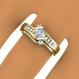 0.60 Carat (ctw) 10K Yellow Gold Princess & Round Cut Diamond Ladies Bridal Swirl Engagement Ring With Matching Band Set