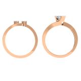 0.60 Carat (ctw) 18K Rose Gold Princess & Round Cut Diamond Ladies Bridal Swirl Engagement Ring With Matching Band Set