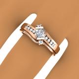 0.60 Carat (ctw) 18K Rose Gold Princess & Round Cut Diamond Ladies Bridal Swirl Engagement Ring With Matching Band Set