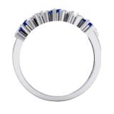 0.80 Carat (ctw) 14K White Gold Round Blue & White Sapphire Ladies 5 Stone Bridal Anniversary Wedding Band 3/4 CT