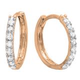 0.20 Carat (ctw) 14K Rose Gold Round White Diamond Huggie Hoop Earrings 1/5 CT