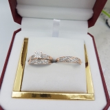 Round White Diamond Square Shape Head Matching Wedding Trio Ring Set for Him & Her (0.33 ctw, Color I-J, Clarity I2-I3) in 10K Rose Gold