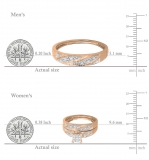 Round White Diamond Square Shape Head Matching Wedding Trio Ring Set for Him & Her (0.33 ctw, Color I-J, Clarity I2-I3) in 10K Rose Gold