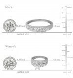 Round White Diamond Square Shape Head Matching Wedding Trio Ring Set for Him & Her (0.33 ctw, Color I-J, Clarity I2-I3) in 10K White Gold