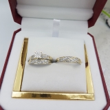 Round White Diamond Square Shape Head Matching Wedding Trio Ring Set for Him & Her (0.33 ctw, Color I-J, Clarity I2-I3) in 10K Yellow Gold