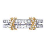 0.45 Carat (ctw) 10K Two Tone Gold Round Diamond Ladies Double Row Anniversary Wedding Band 1/2 CT