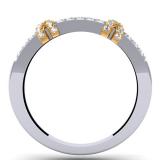 0.45 Carat (ctw) 10K Two Tone Gold Round Diamond Ladies Double Row Anniversary Wedding Band 1/2 CT