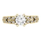 0.60 Carat (ctw) 10K Yellow Gold Round Cut Diamond Ladies Bridal Vintage Style Engagement Ring