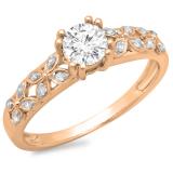 0.60 Carat (ctw) 14K Rose Gold Round Cut Diamond Ladies Bridal Vintage Style Engagement Ring