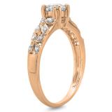 0.60 Carat (ctw) 14K Rose Gold Round Cut Diamond Ladies Bridal Vintage Style Engagement Ring