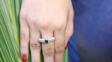 1.40 Carat (ctw) Sterling Silver Princess & Round Cut Black & White Diamond Ladies Bridal Vintage Style Engagement Ring