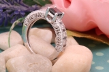 1.40 Carat (ctw) Sterling Silver Princess & Round Cut Black & White Diamond Ladies Bridal Vintage Style Engagement Ring