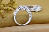 1.50 Carat (ctw) 14K White Gold Round Cut Diamond Ladies Vintage 3 Stone Bridal Engagement Ring With Matching 4 Stone Wedding Band Set 1 1/2 CT