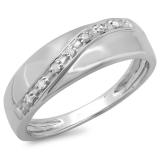 0.10 Carat (ctw) Sterling Silver Round Cut Diamond Men's 7 Stone Stackable Anniversary Wedding Band 1/10 CT