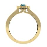 0.50 Carat (ctw) 14K Yellow Gold Round Blue & White Diamond Ladies Bridal Halo Style Cluster Engagement Ring 1/2 CT