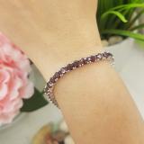 15.00 Carat (ctw) Sterling Silver Real Round Cut Garnet Ladies Tennis Bracelet
