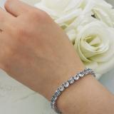15.00 Carat (ctw) Sterling Silver Real Round Cut Aquamarine Ladies Tennis Bracelet