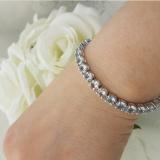 15.00 Carat (ctw) Sterling Silver Real Round Cut Aquamarine Ladies Tennis Bracelet
