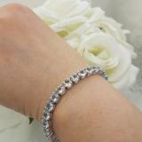 15.00 Carat (ctw) Sterling Silver Real Round Cut Aquamarine Ladies Tennis Bracelet
