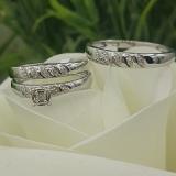 0.05 Carat (ctw) 10K White Gold Round White Diamond Men & Women's Engagement Ring Trio Bridal Set