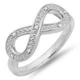 0.03 Carat (ctw) Sterling Silver Round White Diamond Ladies Swirl Infinity Love Promise Ring