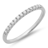 0.15 Carat (ctw) 10k White Gold Round White Diamond Ladies Anniversary Wedding Band Stackable Ring