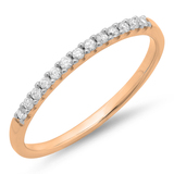 0.15 Carat (ctw) 18k Rose Gold Round White Diamond Ladies Anniversary Wedding Band Stackable Ring