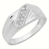 0.10 Carat (ctw) Sterling Silver Round White Real Diamond Men's Wedding Anniversary Band 1/10 CT