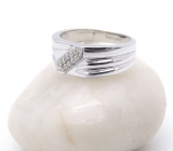 0.10 Carat (ctw) Sterling Silver Round White Real Diamond Men's Wedding Anniversary Band 1/10 CT