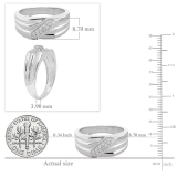 0.10 Carat (ctw) Sterling Silver Round White Real Diamond Men's Wedding Anniversary Band 1/10 CT