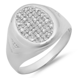 0.15 Carat (ctw) Sterling Silver Round White Real Diamond Men's Wedding Anniversary Band