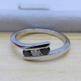 0.25 Carat (ctw) Sterling Silver Round Black & White Diamond Ladies 3 Stone Engagement Bridal Promise Ring 1/4 CT
