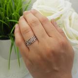 0.10 Carat (ctw) Sterling Silver Round White Diamond Ladies Swirl Cocktail Right Hand Ring 1/10 CT
