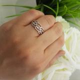 0.10 Carat (ctw) Sterling Silver Round White Diamond Ladies Swirl Cocktail Right Hand Ring 1/10 CT