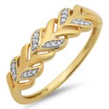 0.05 Carat (ctw) Yellow Gold Plated Sterling Silver Round White Diamond Ladies Vintage Style Anniversary Wedding Matching Band Stackable Ring