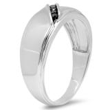 0.13 Carat (ctw) Sterling Silver Round Black Diamond Men's 5 Stone Wedding Anniversary Band