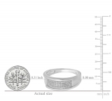 0.20 Carat (ctw) Sterling Silver Round White Diamond Men's Micro Pave Hip Hop Wedding Band 1/5 CT