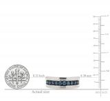 0.65 Carat (ctw) Sterling Silver Round Blue Diamond Men's Wedding Anniversary Band Ring