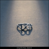 0.15 Carat (ctw) Sterling Silver Round White & Blue Diamond Ladies Promise Two Double Heart Infinity Love Engagement Ring
