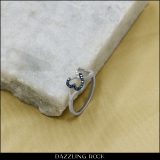 0.15 Carat (ctw) Sterling Silver Round White & Blue Diamond Ladies Promise Two Double Heart Infinity Love Engagement Ring