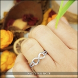 0.05 Carat (ctw) Sterling Silver Round White Diamond Ladies Promise Two Double Heart Infinity Love Engagement Ring