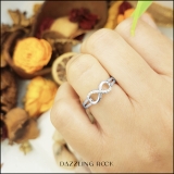 0.05 Carat (ctw) Sterling Silver Round White Diamond Ladies Promise Two Double Heart Infinity Love Engagement Ring